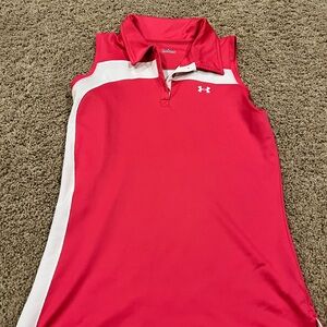 Under Armour Red Sleeveless Polo with White Panels